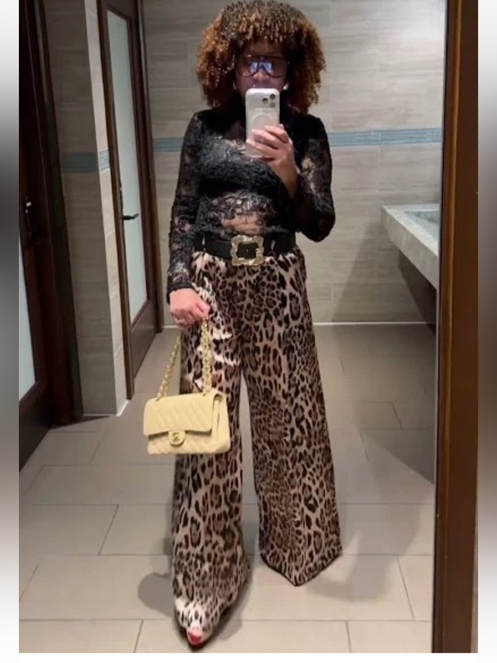 Zara Leopard-Print Wide-Leg Pants in Brown and Black - Picture 6 of 6